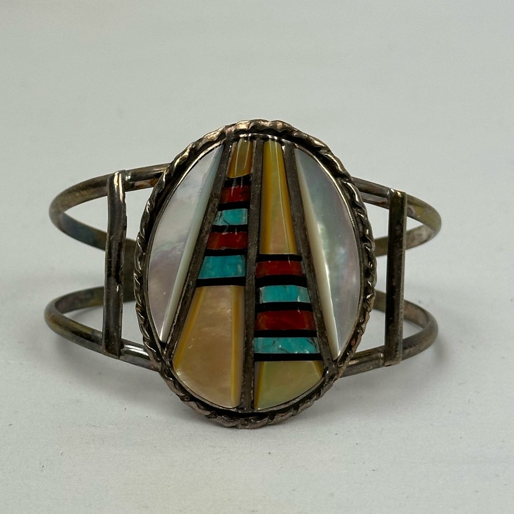 Vintage Indian Jewelry Kyanite Silver Bangle Bracelet
